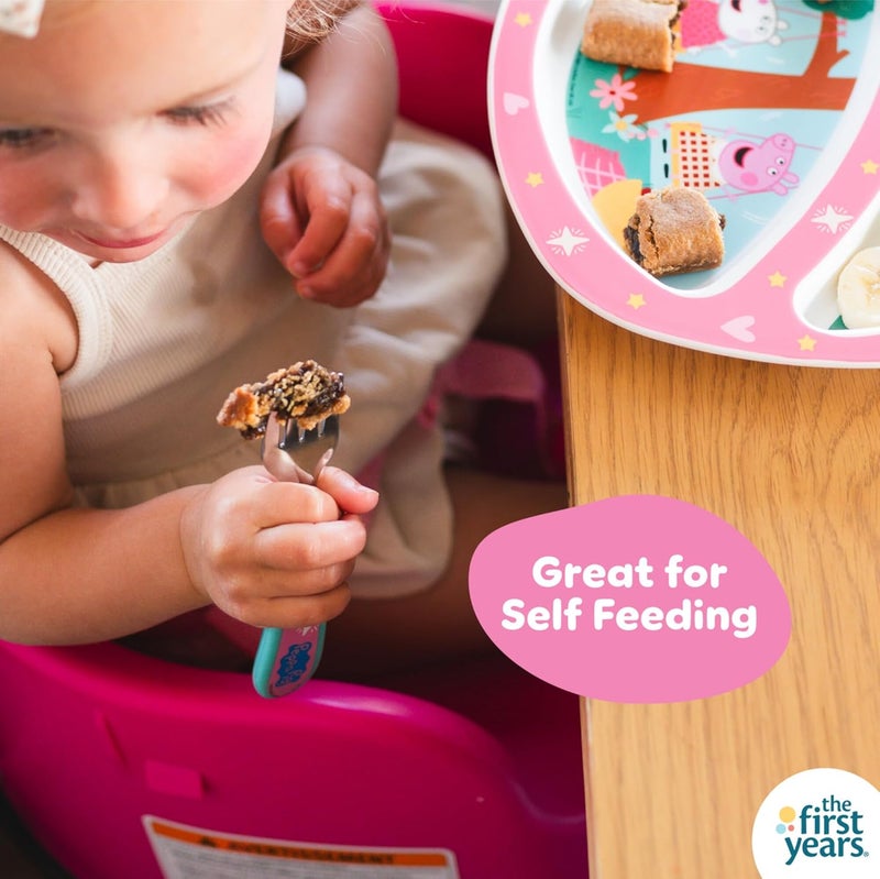 the FIRST years Peppa Pig Toddler Dinnerware Set - Includes Plate, Divided Bowl, and Utensils - Dishwasher Safe Feeding Supplies Made without BPA - 4 Count - Image 3
